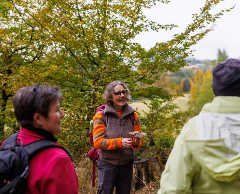 Rita Landau erklärt Wanderern die Natur
