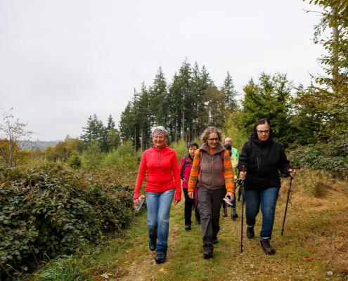 Rita Landau mit Wanderern im Taunus unterwegs
